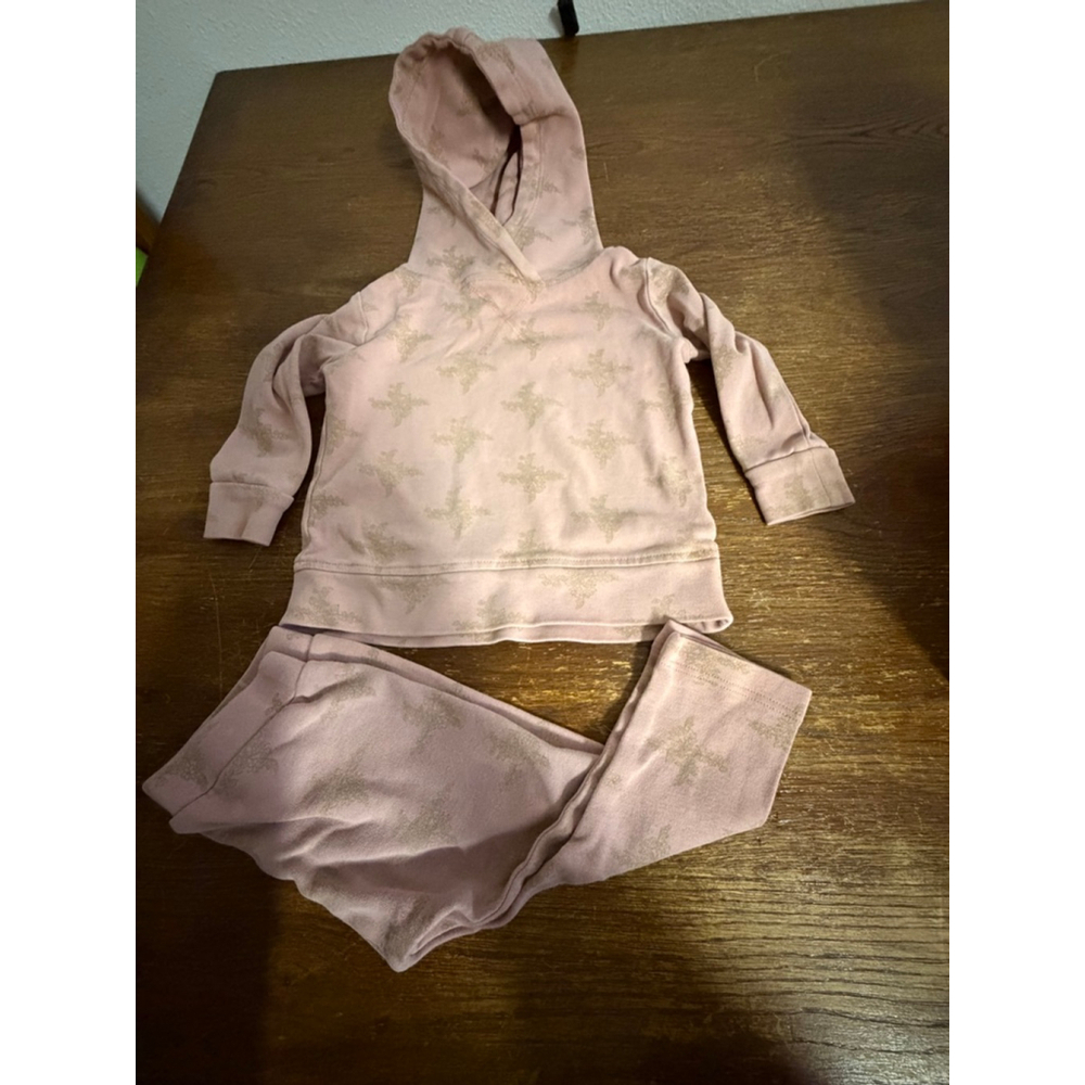 Kate Quinn 18-24M Organic Cotton Hoodie Jogger Set Mauve Boho Print